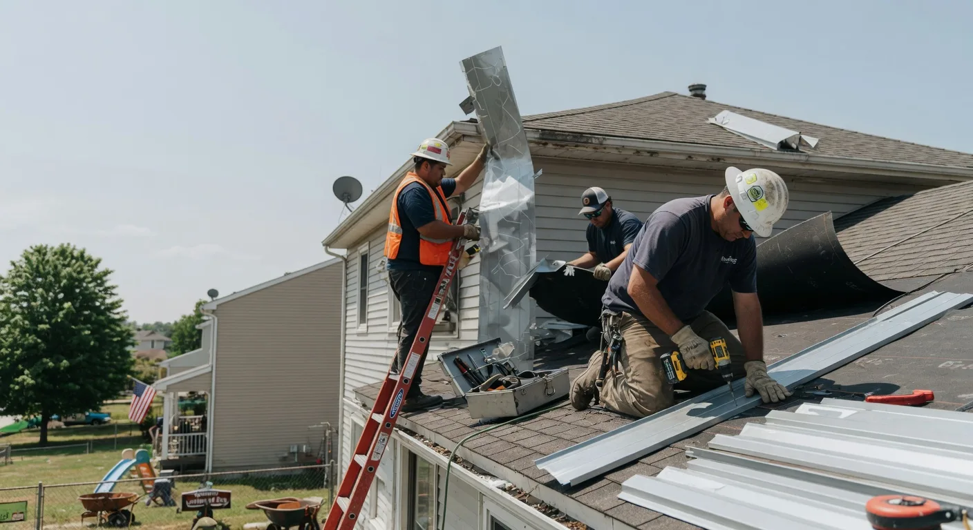 Storm Damage Metal Roof Repair in North Bridgton, ME